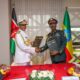 CSF General Charles Kahariri with Chief of the Ethiopian National Defence Forces, Field Marshall Birhanu Jula during after signing the defence agreement. PHOTO/KDF.