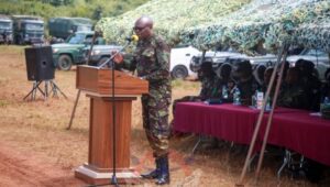 A photo of Major General Luka Kutto during the assessment of troops readiness to UN missions