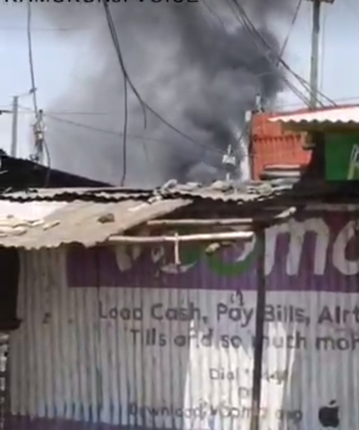 Photo of Burning structure in Shauri moyo, Pumwani Ward on September 17, 2025. PHOTO/ The Kamukunji Voice X Account 
