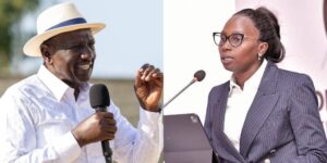 A photo collage of President William Ruto and LSK President Faith Odhiambo. PHOTO/PCS/LSK.