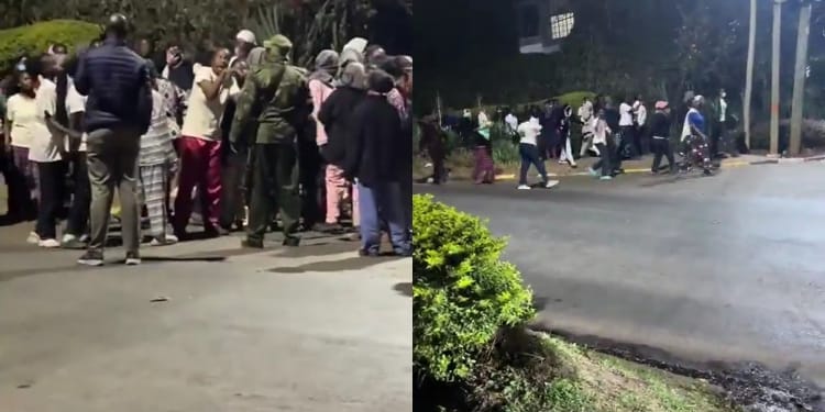 St George's Girls' High School students protesting on the night of Sunday, September 7, over rampant corporal punishment in the institution. PHOTO/UGC.