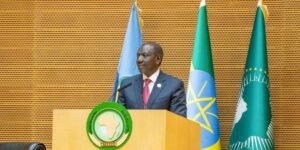 Kenyan President William Ruto speaking during a session on reforms ofr international financial institutions at the Africa-Caricom Summit, Addis Ababa, Ethiopia on September 7, 2025. PHOTO/PCS.