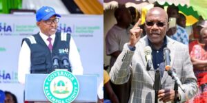 A photo collage of Health CS Aden Duale and Kakamega Senator Boni Khalwale. PHOTO/MoH/Khalwale X.