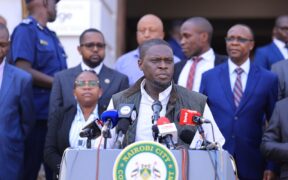 Nairobi City County Governor Johnson Sakaja during a press briefing on September 8, 2025. PHOTO/Sakaja WhatsApp Channel