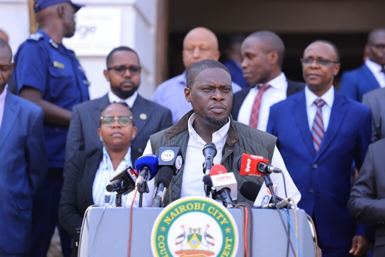 Nairobi City County Governor Johnson Sakaja during a press briefing on September 8, 2025. PHOTO/Sakaja WhatsApp Channel