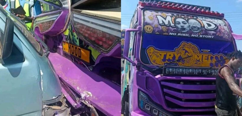 George Ruto's matatu "Mood" involved in a minor collision in Eldoret. PHOTO/ City Mirror.
