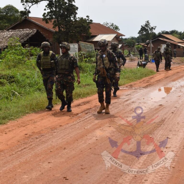 KDF troops patrolling the streets of DRC. PHOTO/KDF.