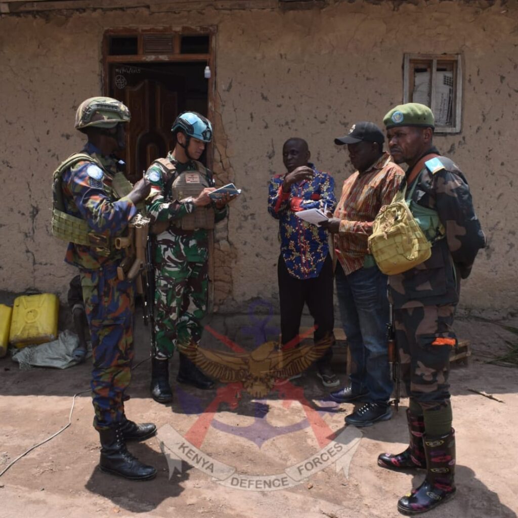 KDF troops patrolling the streets of Ituri Province, DRC. PHOTO/KDF.