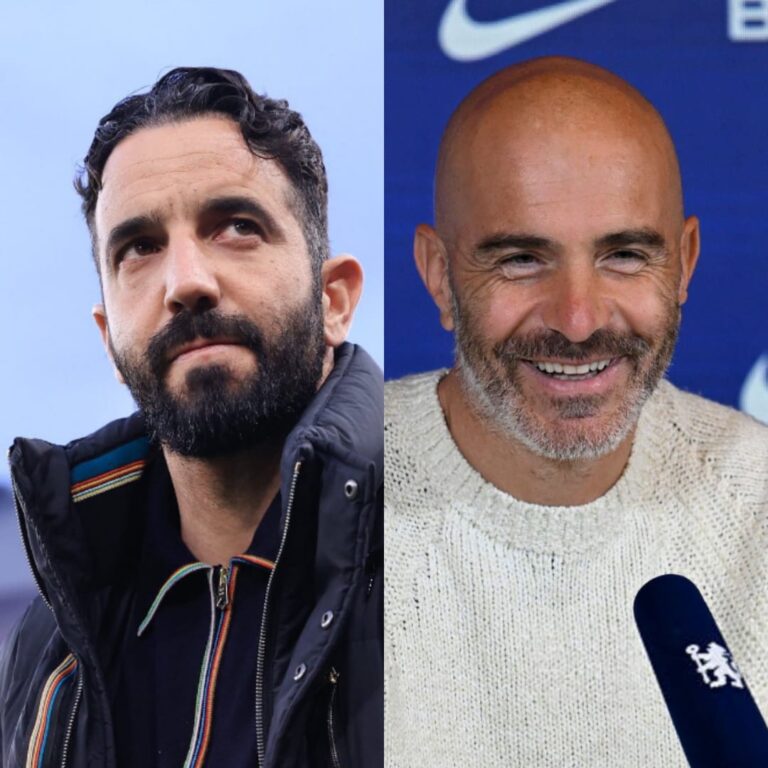 A photo collage of Manchester United Coach Ruben Amorim and Chelsea manager Enzo Maresca. PHOTO/Man United & Chelsea X.