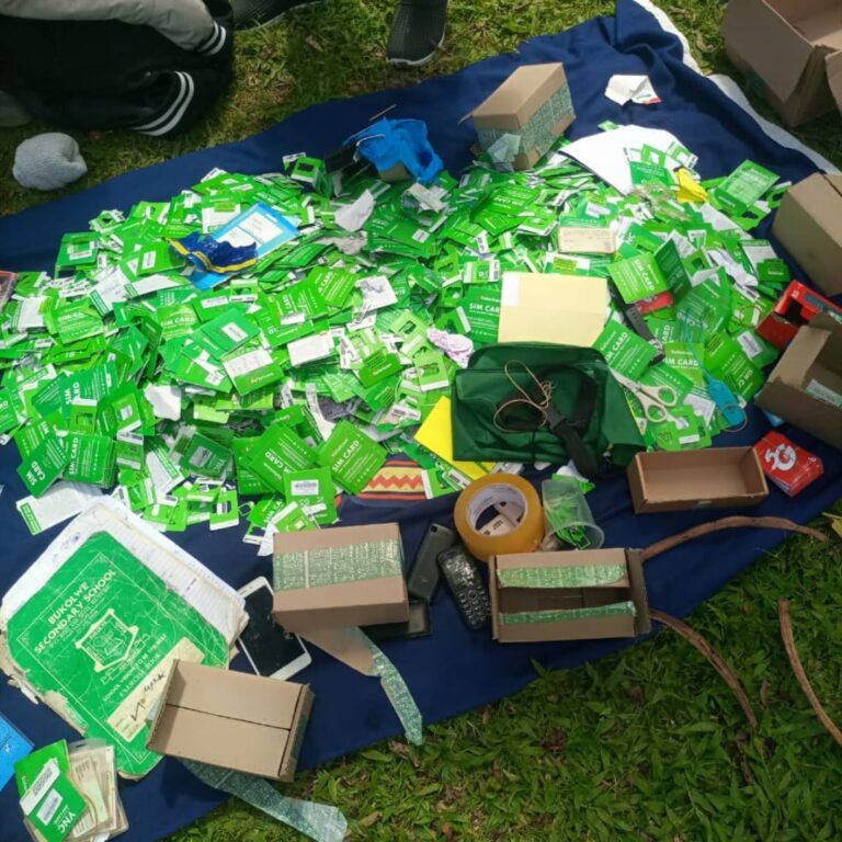 Safaricom, Airtel and Telkom recovered during the raid. PHOTO/DCI.