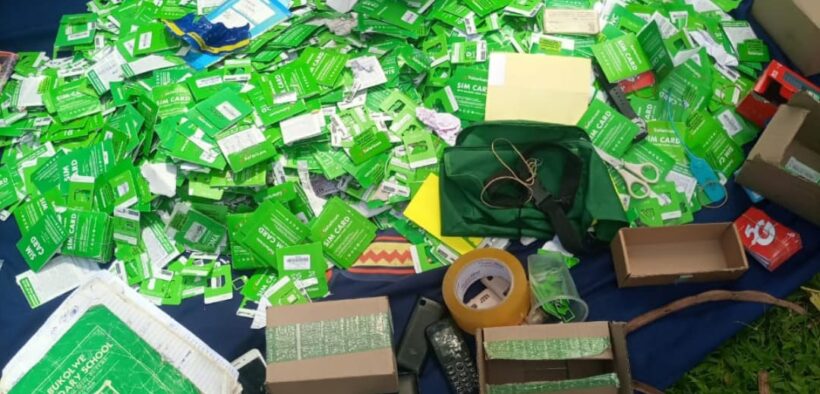 Safaricom, Airtel and Telkom recovered during the raid. PHOTO/DCI.
