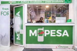 Photo of Safaricom shop offering M-pesa services. PHOTO/ Safaricom PLC X