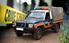 Kenya police vehicle at the crime scene. PHOTO/ NTV X