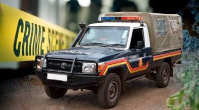 Kenya police vehicle at the crime scene. PHOTO/ NTV X