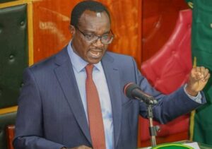 Education Cabinet Secretary Julius Migos Ogamba addressing Members of Parliament. PHOTO/ PCS, Facebook.