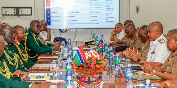 Lieutenant General Mamat O.A and Charles Kahariri  held a meeting at the Defence Headquarters (DHQ), Nairobi on October 7 2025. PHOTO/KDF. CDF