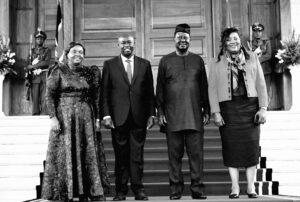 From Left, Dorcas Gachagua, Former DP Rigathi Gachagua, The Late Raila Odinga, and The Spouse To The Late, Ida Odinga At KICC. PHOTO/ Gachagua X
