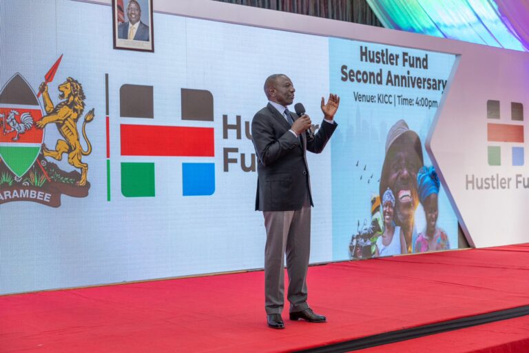 President William Ruto during the Hustler Fund's second anniversary at KICC. PHOTO/Ruto X