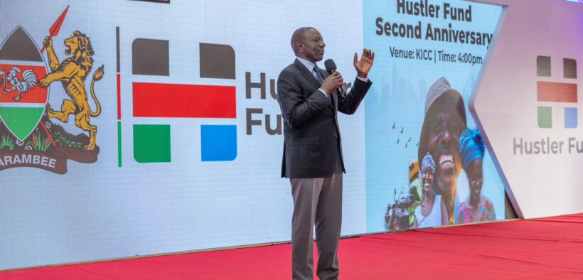 President William Ruto during the Hustler Fund's second anniversary at KICC. PHOTO/Ruto X