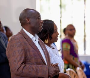 Rigathi Gachagua and his family in church in Nairobi Lang'ata area
Image/File/X