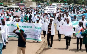 Doctors and clinical workers protest in Nairobi. | PHOTO: KMPDU. Kiambu