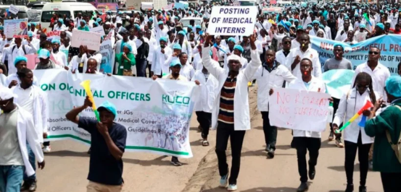 Doctors and clinical workers protest in Nairobi. | PHOTO: KMPDU. Kiambu