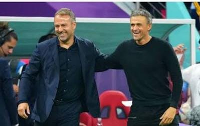 A college of Hansi Flick and Luis Enrique. PHOTO/GazetaBlic Sport Facebook