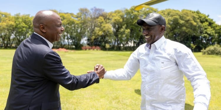 President William Ruto with KANU Chairman Gideon Moi. PHOTO/Citizen X.
