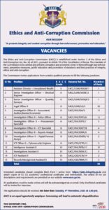 Notice from the EACC for Job Positions PHOTO/File/X