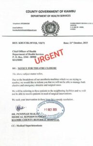 A notice for theatre closure 
Image/KRH/File