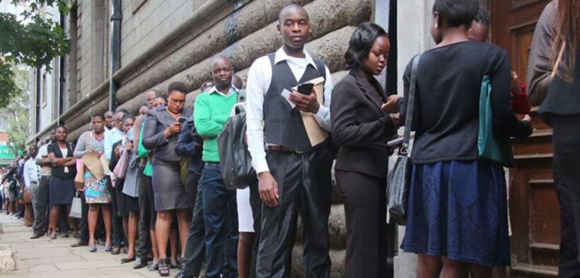 Kenyans Queue In Nairobi, Seeking Employment Opportunities. PHOTO/ Courtesy.