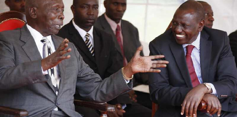 Late President Daniel Arap Moi and President William Ruto during a past event. PHOTO/Peter Ochieng, The Standard.