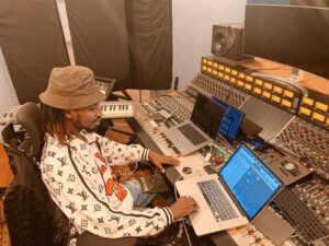 Music Producer Morris Kobia AKA 'Motif Di Don' In His Studio Setup. PHOTO/ Motif Di Don, Instagram.