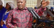Nyeri Governor Mutahi Kahiga speaking during the burial ceremony in Keini Constituency where he openly celebrated the death of former Prime Minister Raila Odinga. PHOTO/Kahiga Facebook.