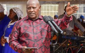 Nyeri Governor Mutahi Kahiga speaking during the burial ceremony in Keini Constituency where he openly celebrated the death of former Prime Minister Raila Odinga. PHOTO/Kahiga Facebook.