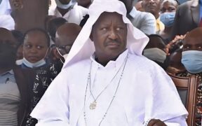 Raila Odinga clad in religious outfit. PHOTO/screengrab by K24 Digital from a video posted on YouTube