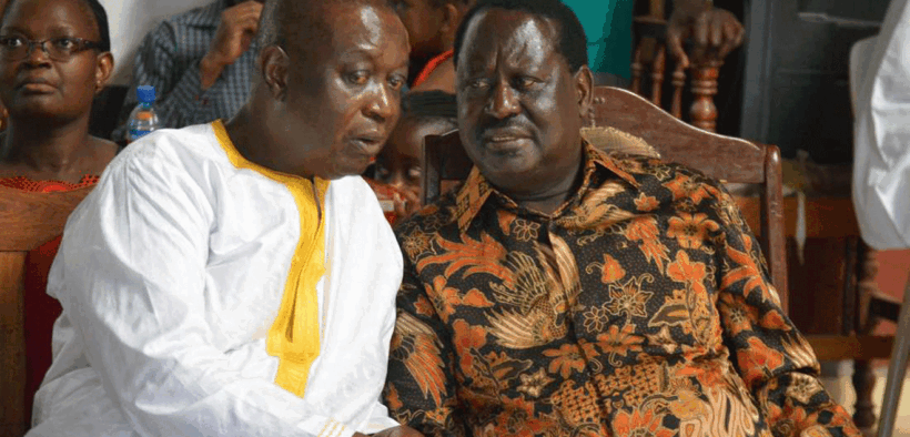 ODM leader Raila Odinga (left) and his brother, Dr Oburu Oginga during the Christmas service at St Peter Nyamira ACK church in Bondo on December 25, 2018. PHOTO | ONDARI OGEGA