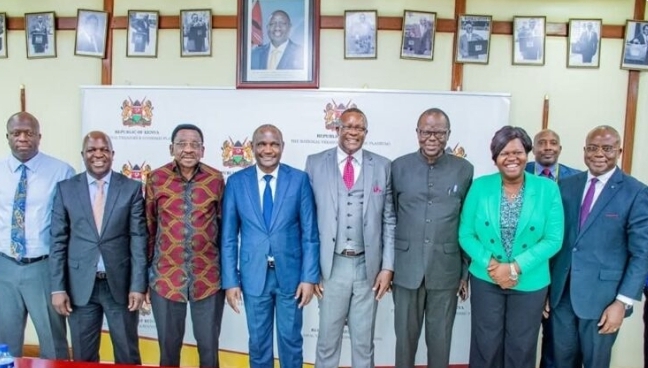 Governor Dr. Ochilo Ayacko and other LREB governors had crucial meeting with Treasury CS Hon. John Mbadi at the Treasury Building in Nairobi. PHOTO/MC