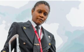 Captain Saviemaria Ondego at JKIA after the body of Raila Odinga has landed. PHOTO/ Kenya Airways