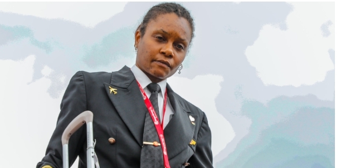 Captain Saviemaria Ondego at JKIA after the body of Raila Odinga has landed. PHOTO/ Kenya Airways