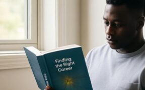 A man reading a book titled: Finding the Right Career Path. PHOTO/Grok.