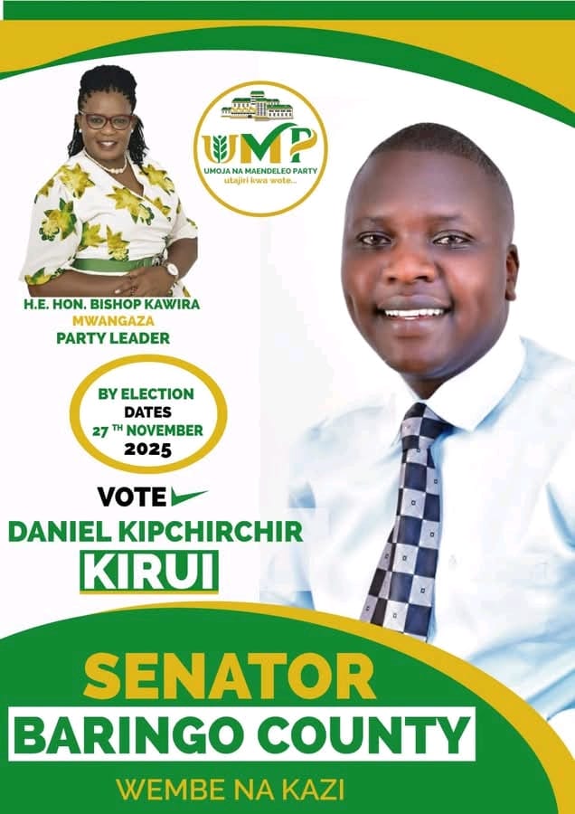 Poster of former Meru Governor Kawira Mwangaza and Daniel Kipchirchir Kirui. PHOTO/Mwangaza Facebook. Baringo