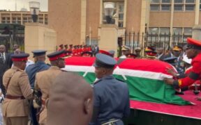 Former Prime Minister Raila Odinga's body arriving at Parliament Buildings on Friday, October 17, 2025 ahead of the State Funeral at Nyayo Stadium