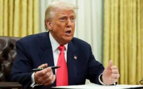 U.S. President Donald Trump speaking at previous press. PHOTO/ Trump X