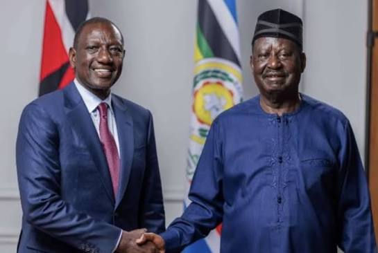President William Ruto and Raila Odinga at previous event. PHOTO/DN