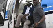 Maurice Ogeta and Raila Odinga alighting from the plane. PHOTO/ HUZ M