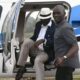 Maurice Ogeta and Raila Odinga alighting from the plane. PHOTO/ HUZ M