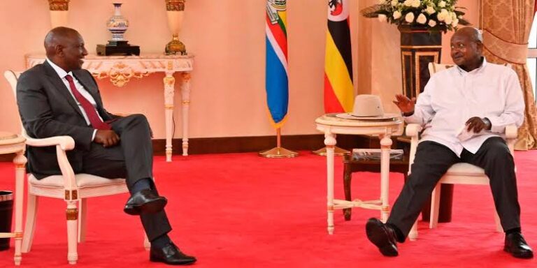 Collage of President William Ruto and Yoweri Museveni for illustration purposes.PHOTO/DN