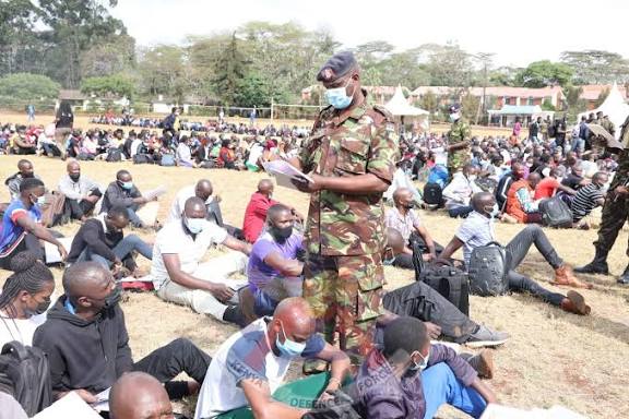 KDF recruitment exercise at past session. PHOTO/MoD