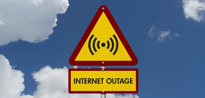 Internet outage warning sign. PHOTO/Coingeek.